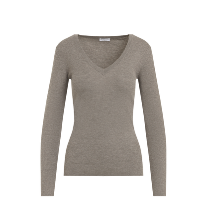 Ribbed V-Neck Sweater - Image 2