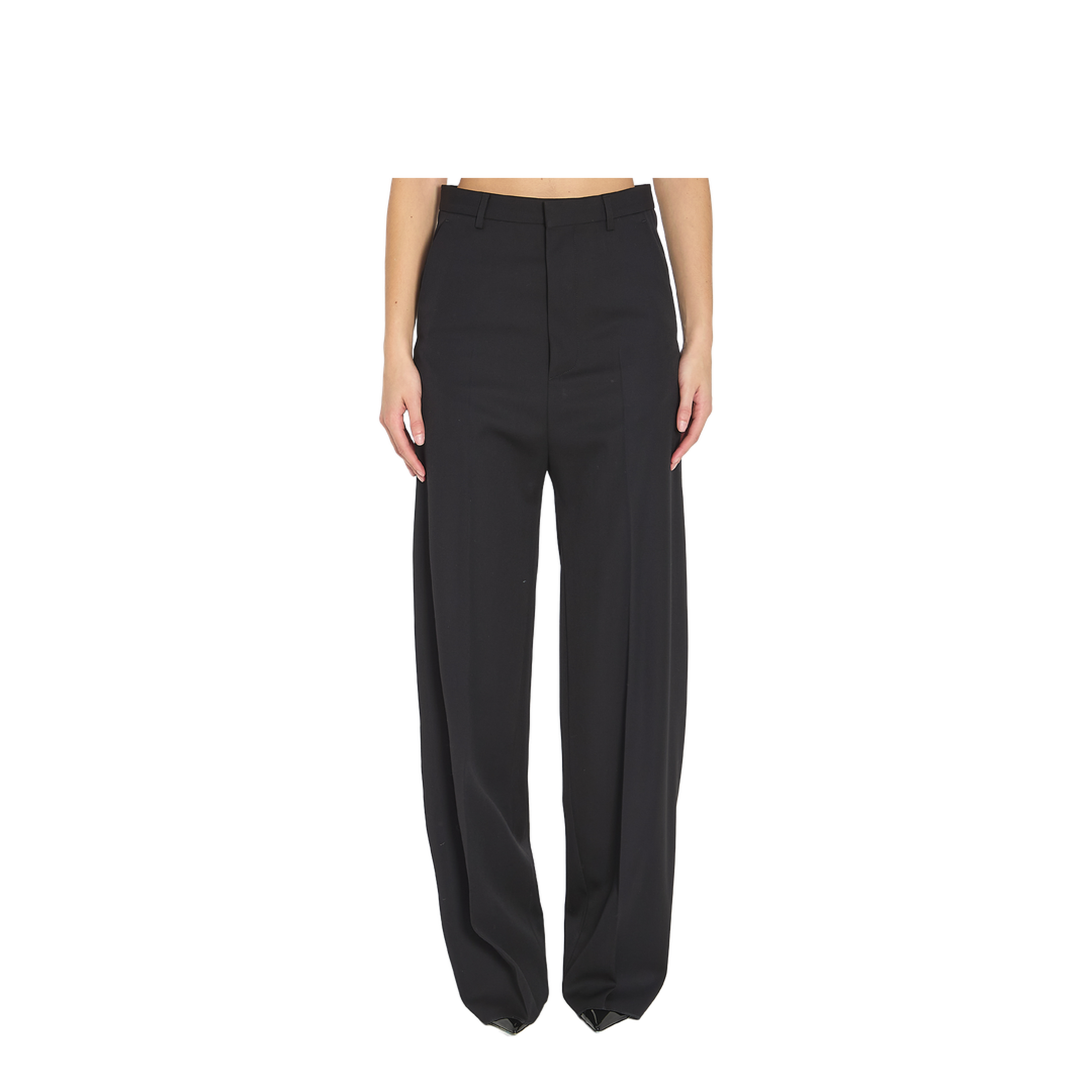 Black Wool Wide-Leg Pant - Image 1