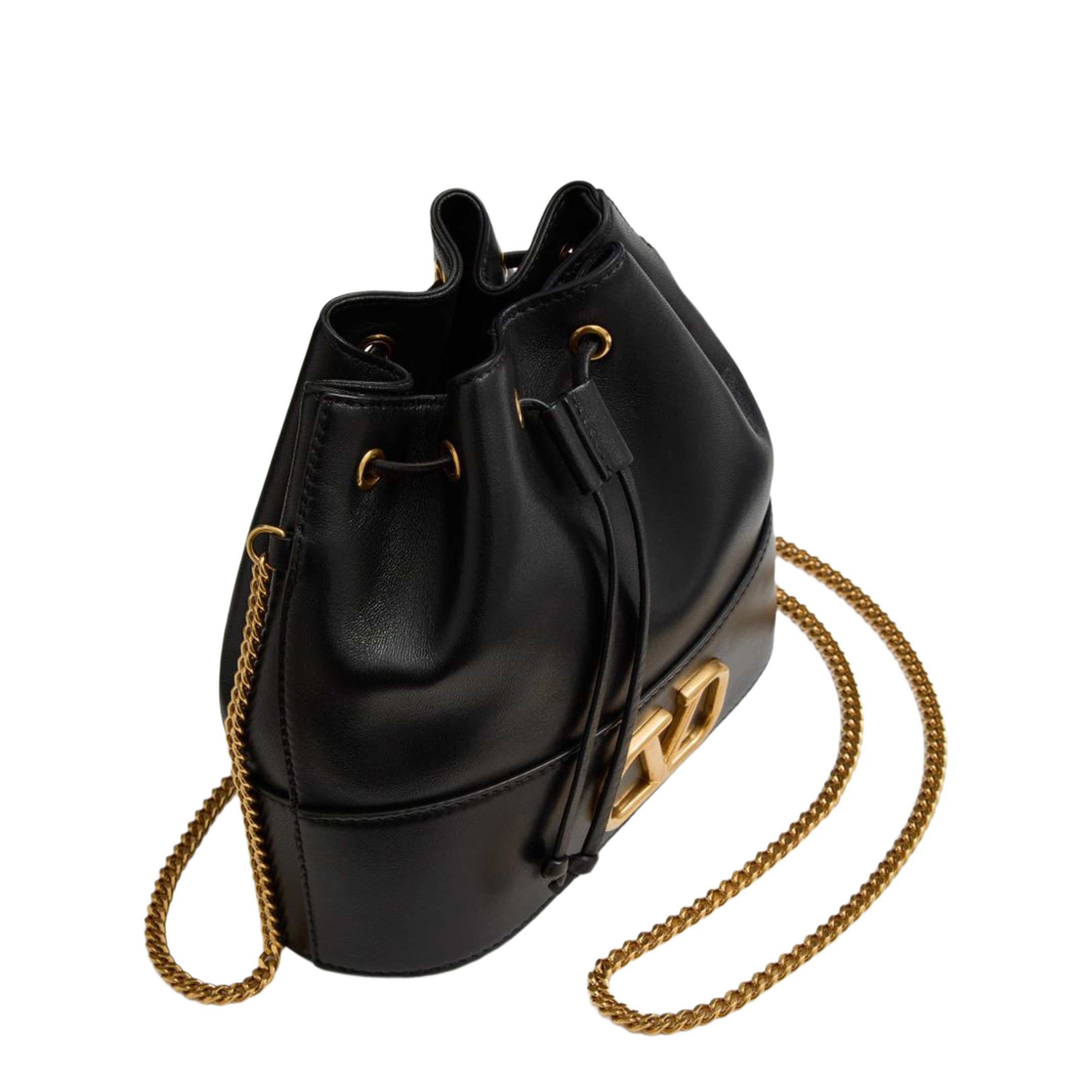 VLogo Signature Mini Nappa Leather Bucket Bag - Black - Image 7