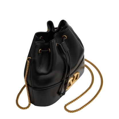 VLogo Signature Mini Nappa Leather Bucket Bag - Black - Image 7