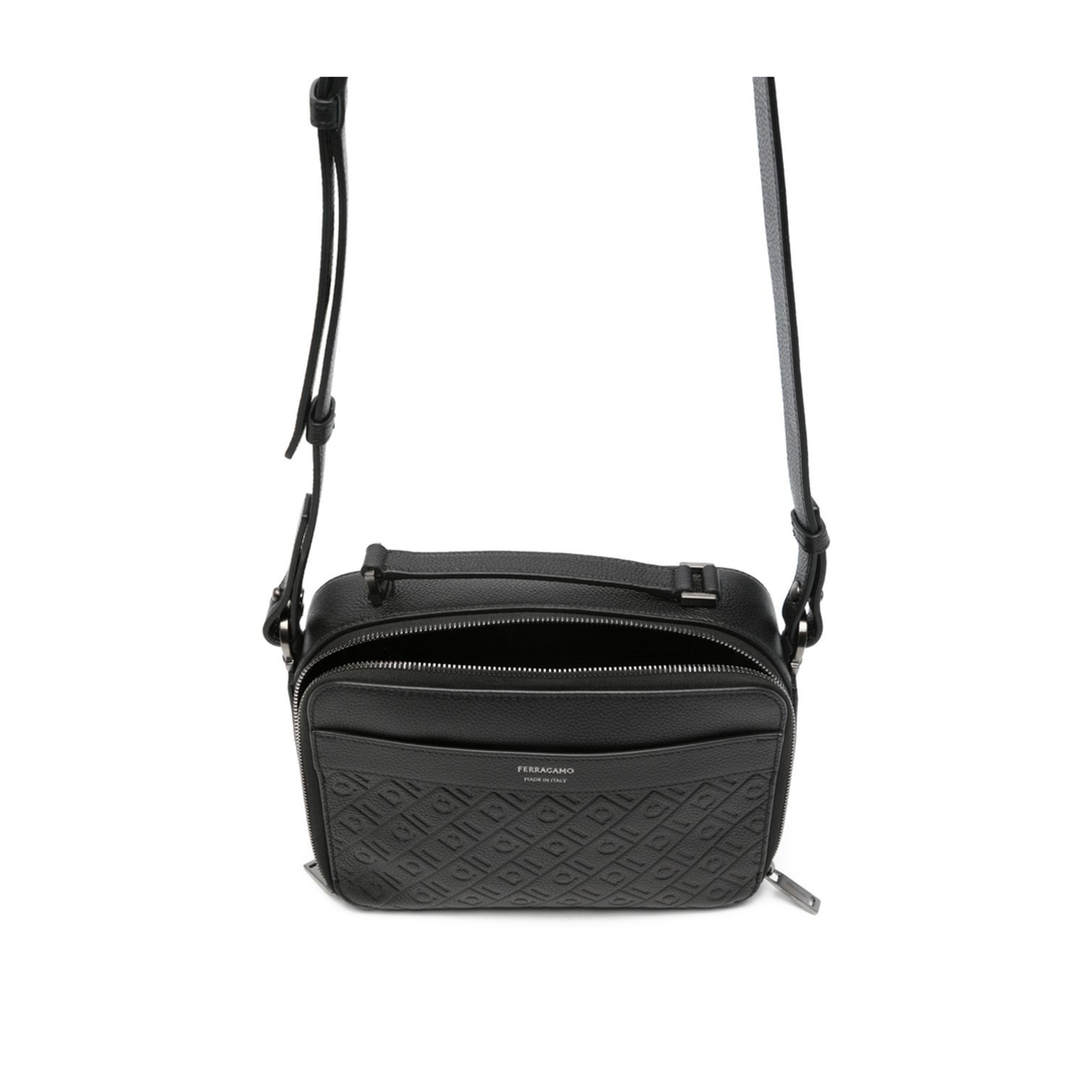 Front Flap Leather Crossbody Bag - Nero - Image 5