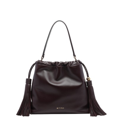 Kalispera with Tassels Medium Leather Handbags - Bordeaux - Image 1