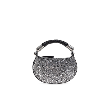 Ébène Mini Suede Top-Handle Bag - Silver - Image 1