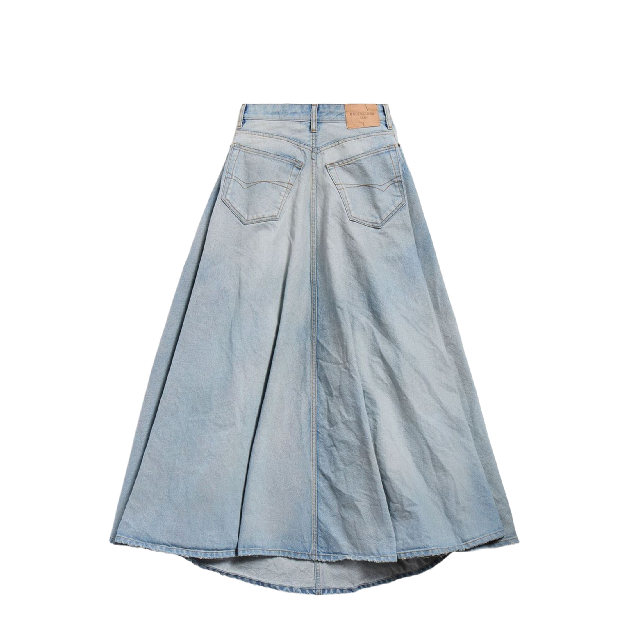 Godet Maxi Skirt in Dirty Light Blue - Image 2