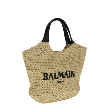 Le Panier Medium Raffia Basket Bag - Natural / Black - Image 2
