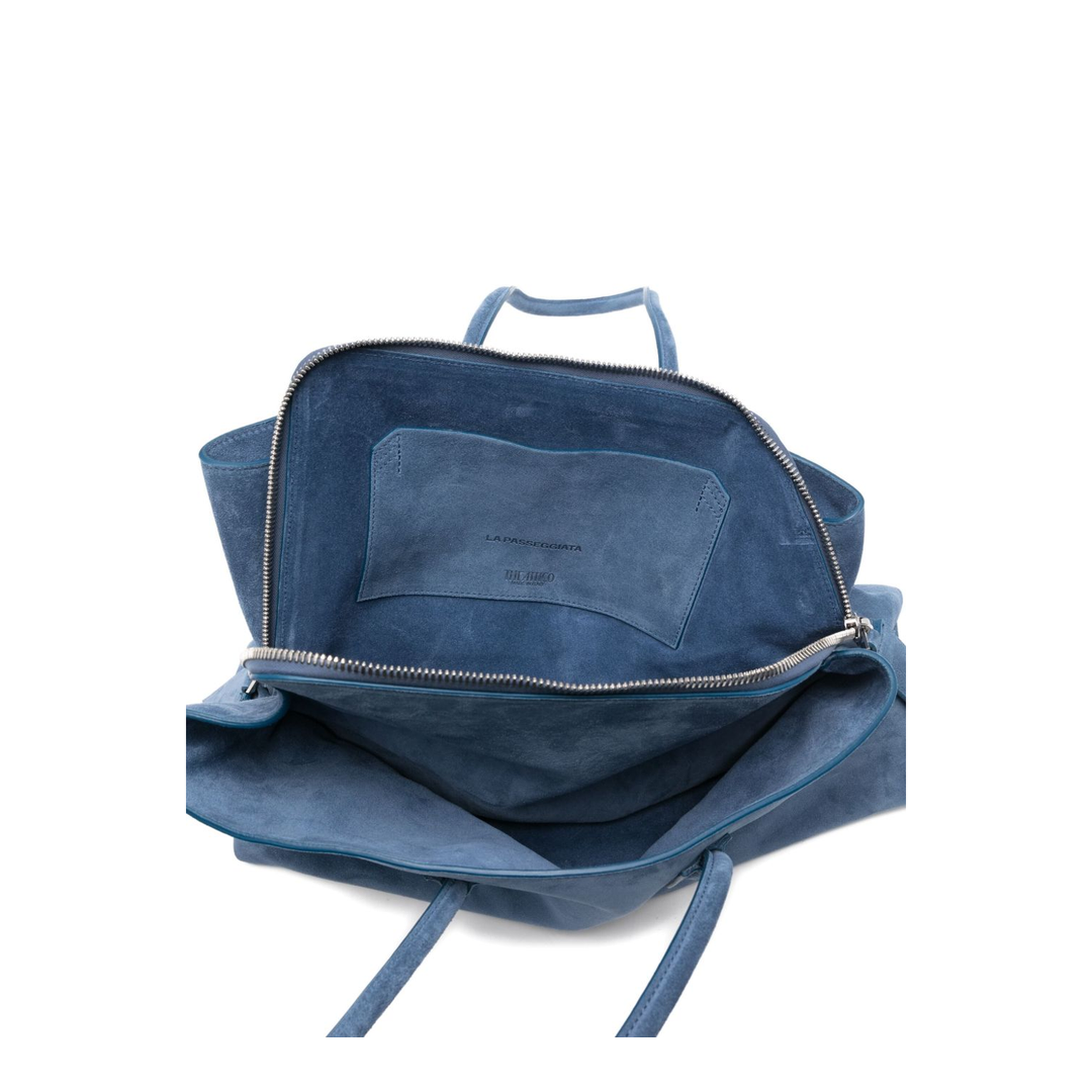 La Passeggiata Medium Suede Top Handle Bag - Sapphire Blue - Image 3