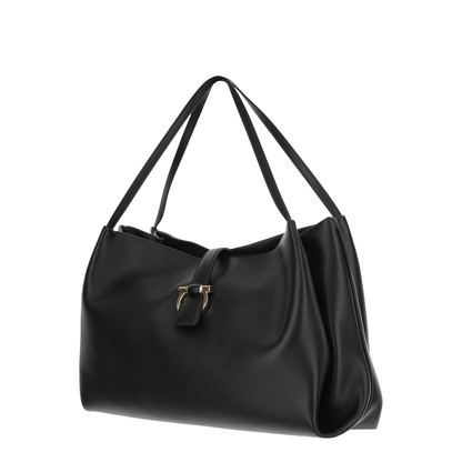 Smooth Black Leather Tote Bag - Image 2