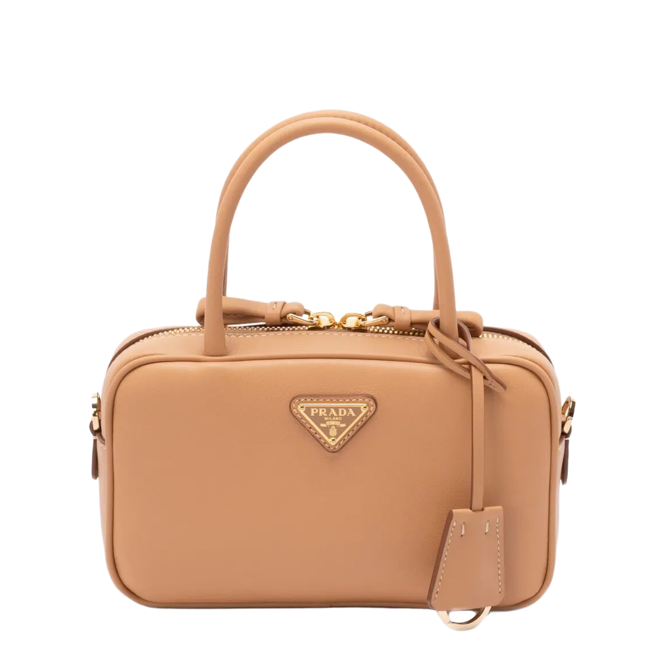 Soft Grain Leather Mini Top-Handle Bag With Shoulder Strap - Naturale - Image 1