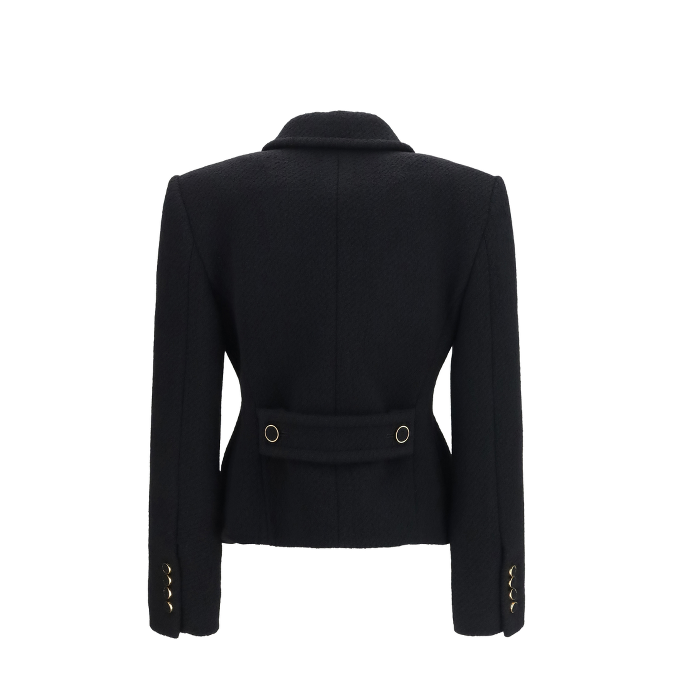 Cropped Single-Breasted Blazer with Fabric Buttons - Image 2
