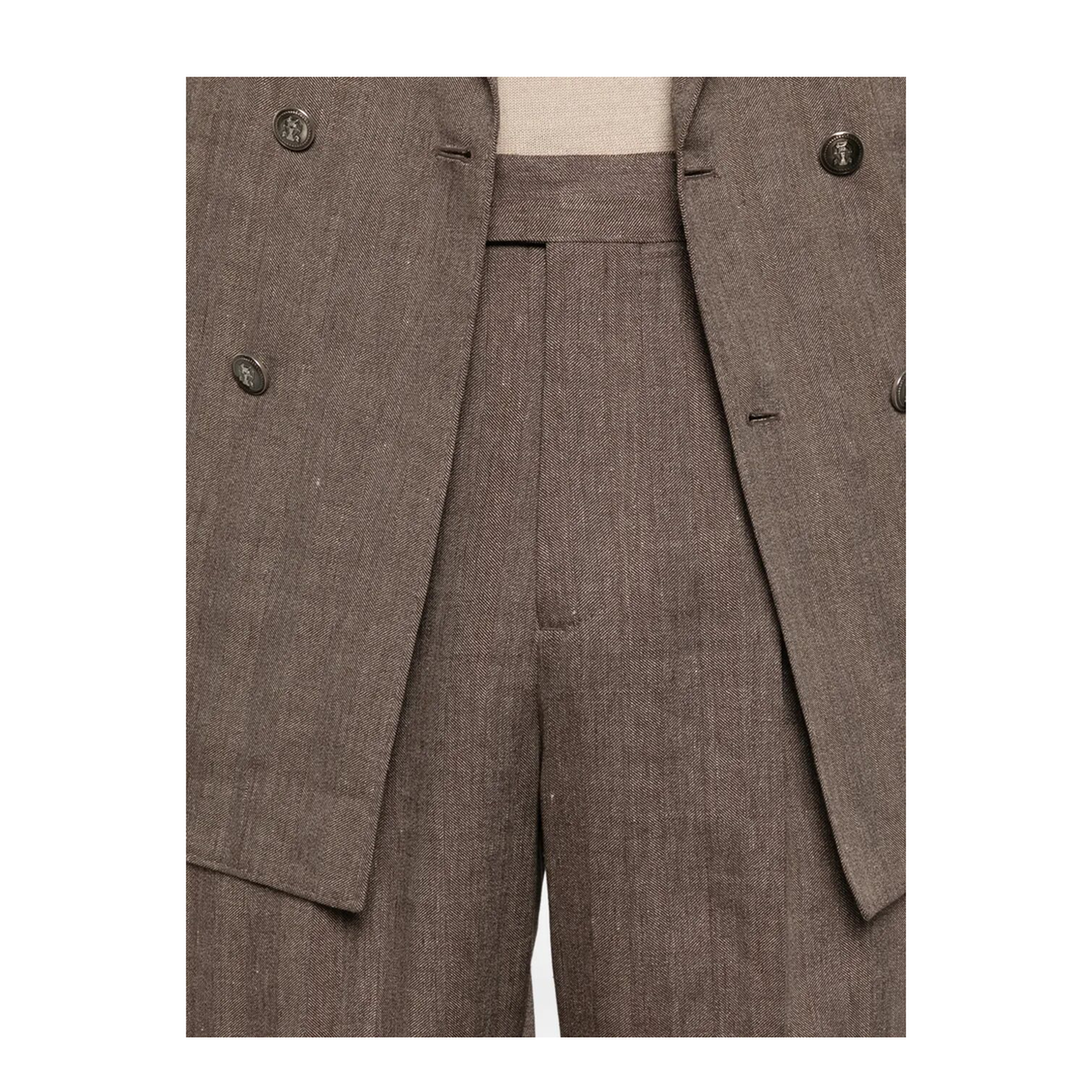 Linen and Virgin Wool Chevron Leisure Suit - Image 5