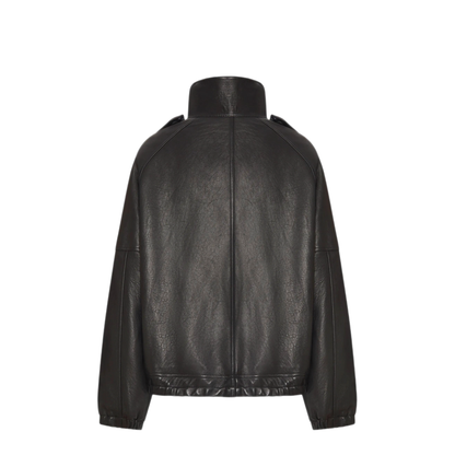High-Neck Oversized Leather Jacket - Image 2
