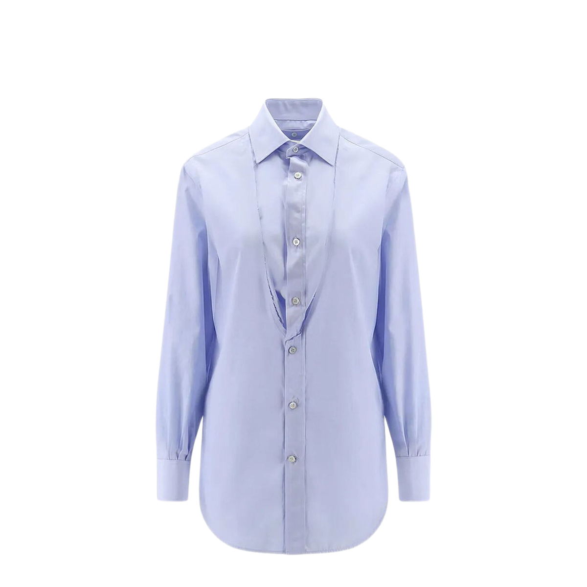 Light Blue Blouse with Folded Collar - Image 1