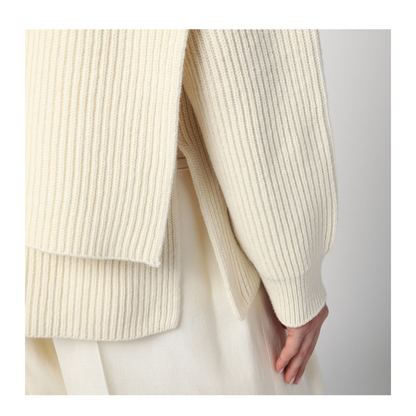 Beige Scarf-Detail Sweater - Image 2