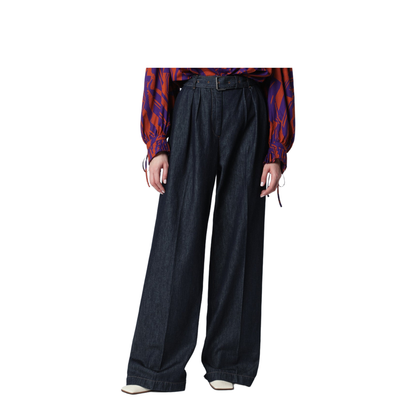 Indigo Blue Wide-Leg Denim Trousers - Image 1
