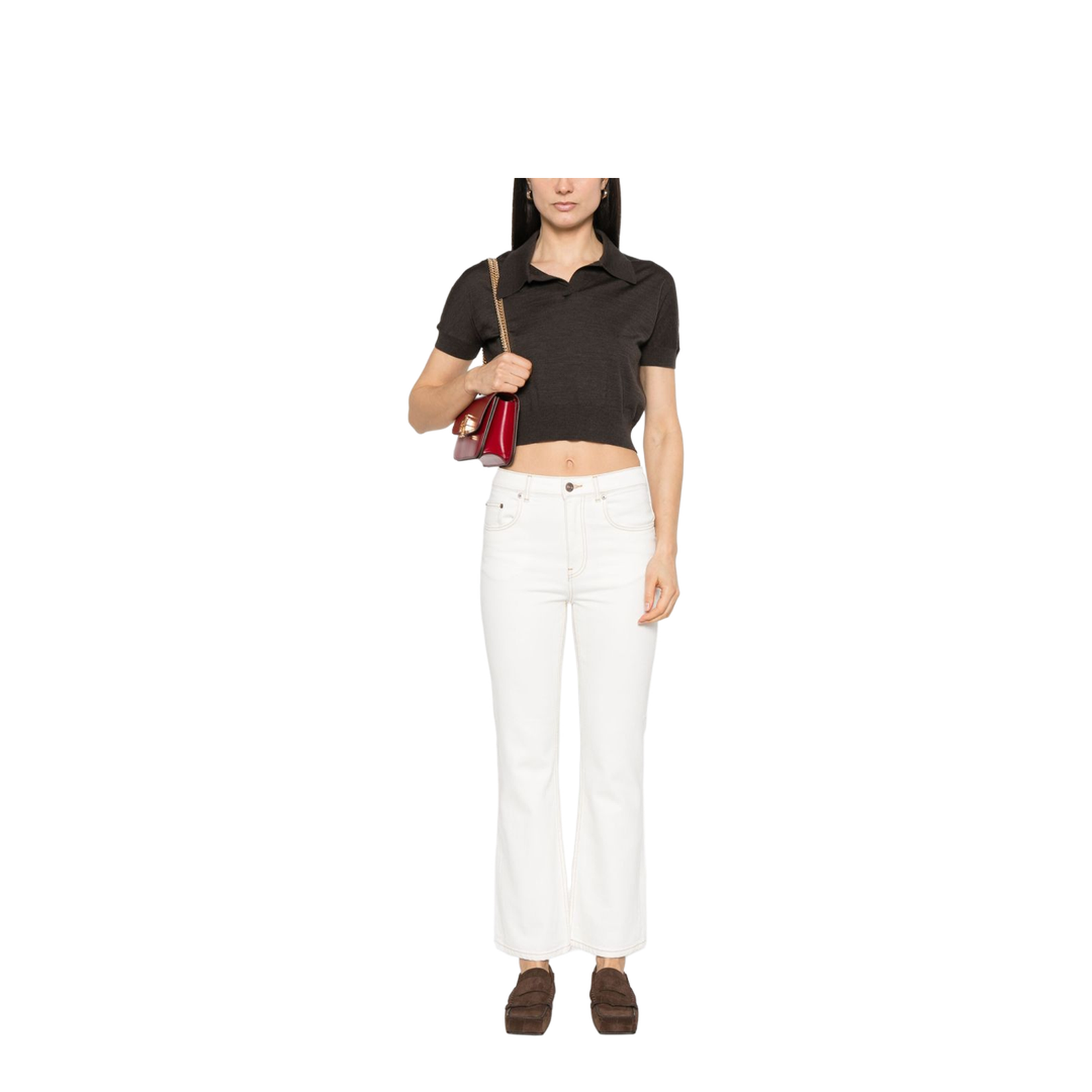 Flared Leg Denim Jeans - Image 4