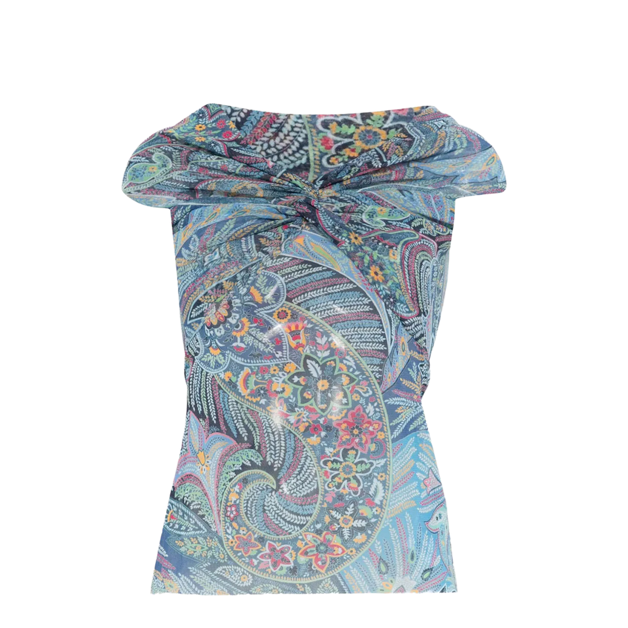 SEMI-SHEER STRAIGHT NECK PATTERNED TOP - Image 1