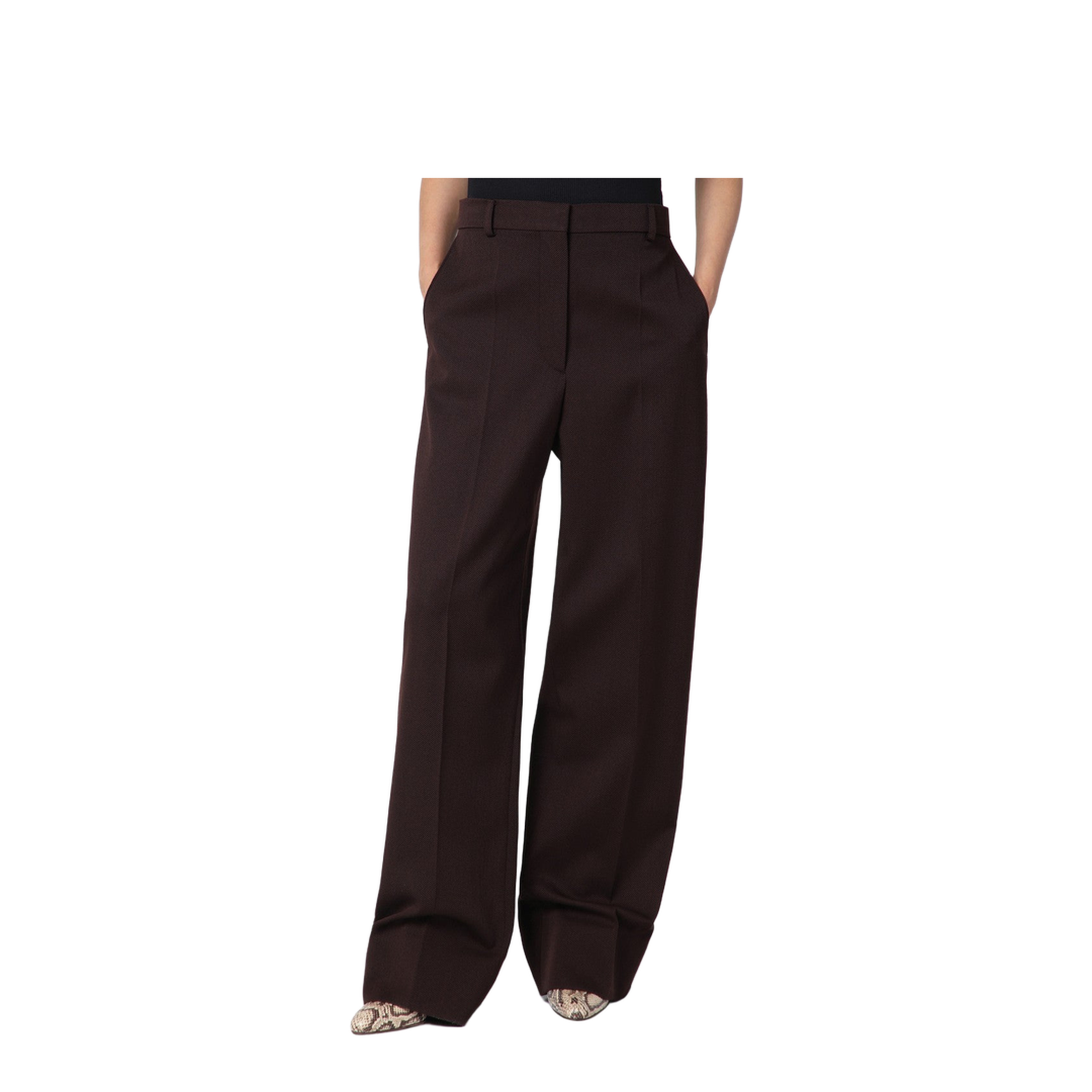 Straight Leg Trousers in Plum Wool - Image 1