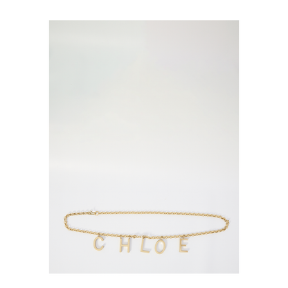 Gold-Tone Interlocking Chain Design Lettered Detailing Adjustable Length Clasp Fastening - Image 1