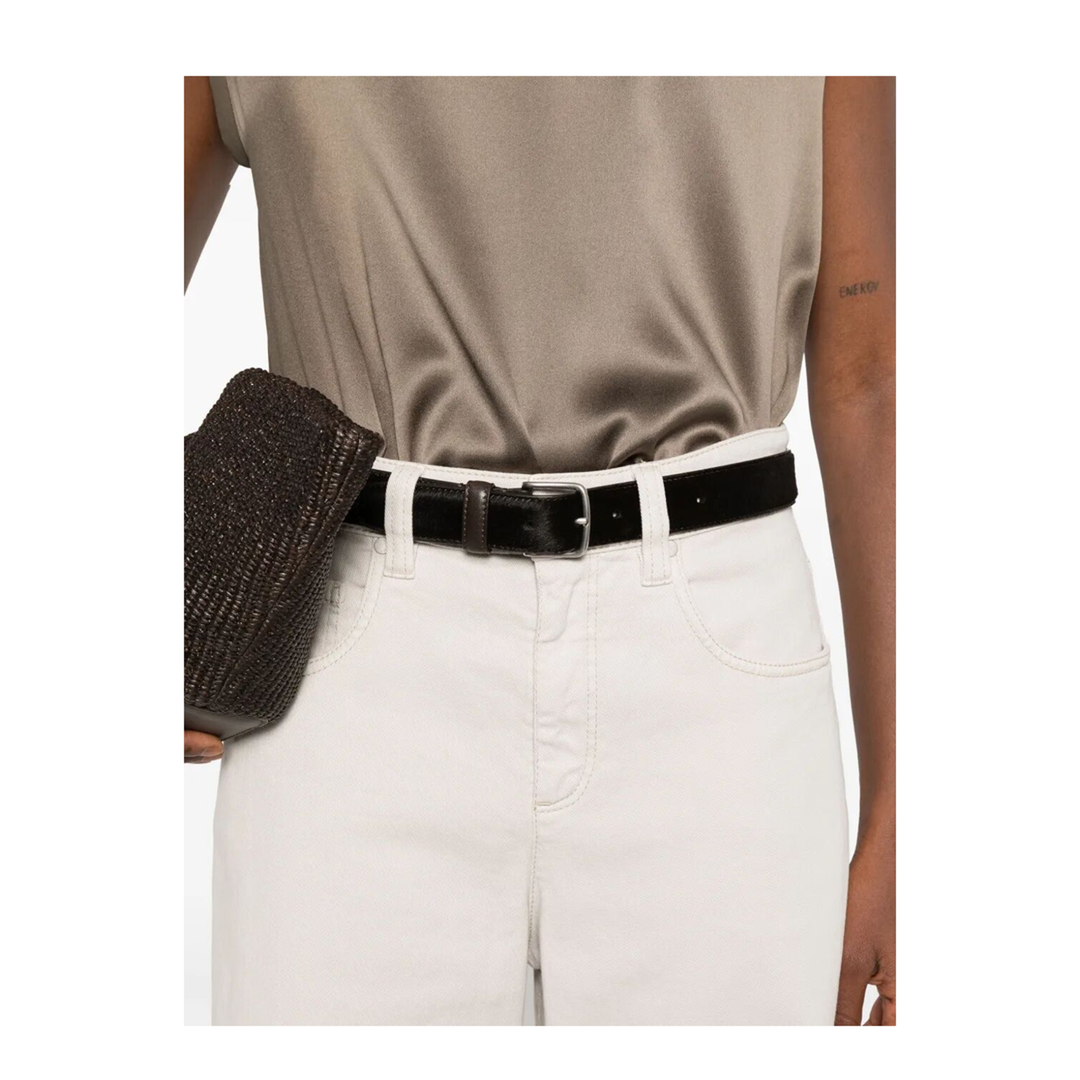 Stretch Dyed Denim Loose Barrel Jeans with Monili - Image 5