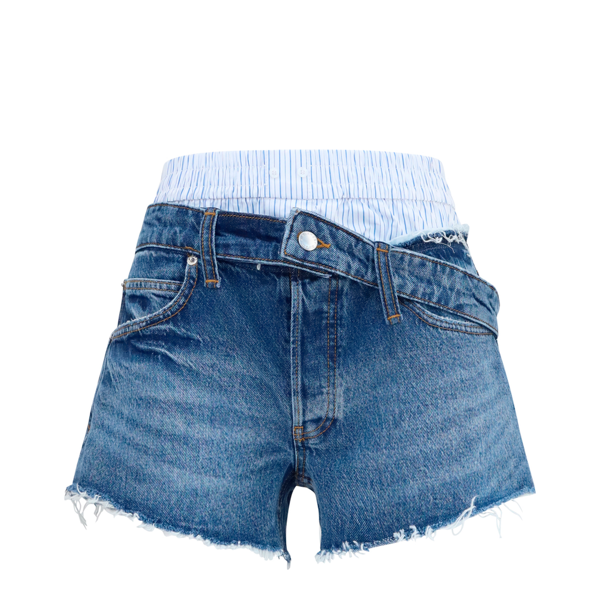 Denim Shorts With Boxer Detail - Image 1