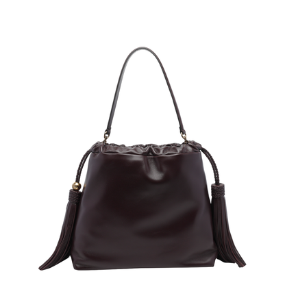 Kalispera with Tassels Medium Leather Handbags - Bordeaux - Image 2