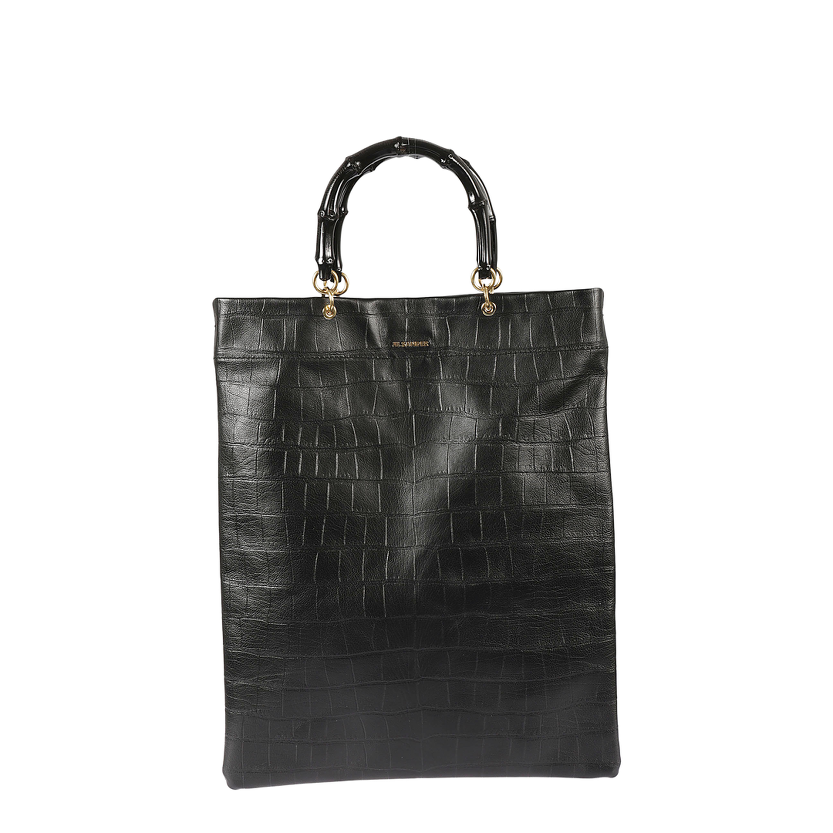 Black Leather Medium Shopping Bag - Image 4