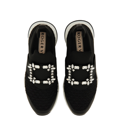 Black and White Leather Embellished Slip-On Sneakers - Image 6