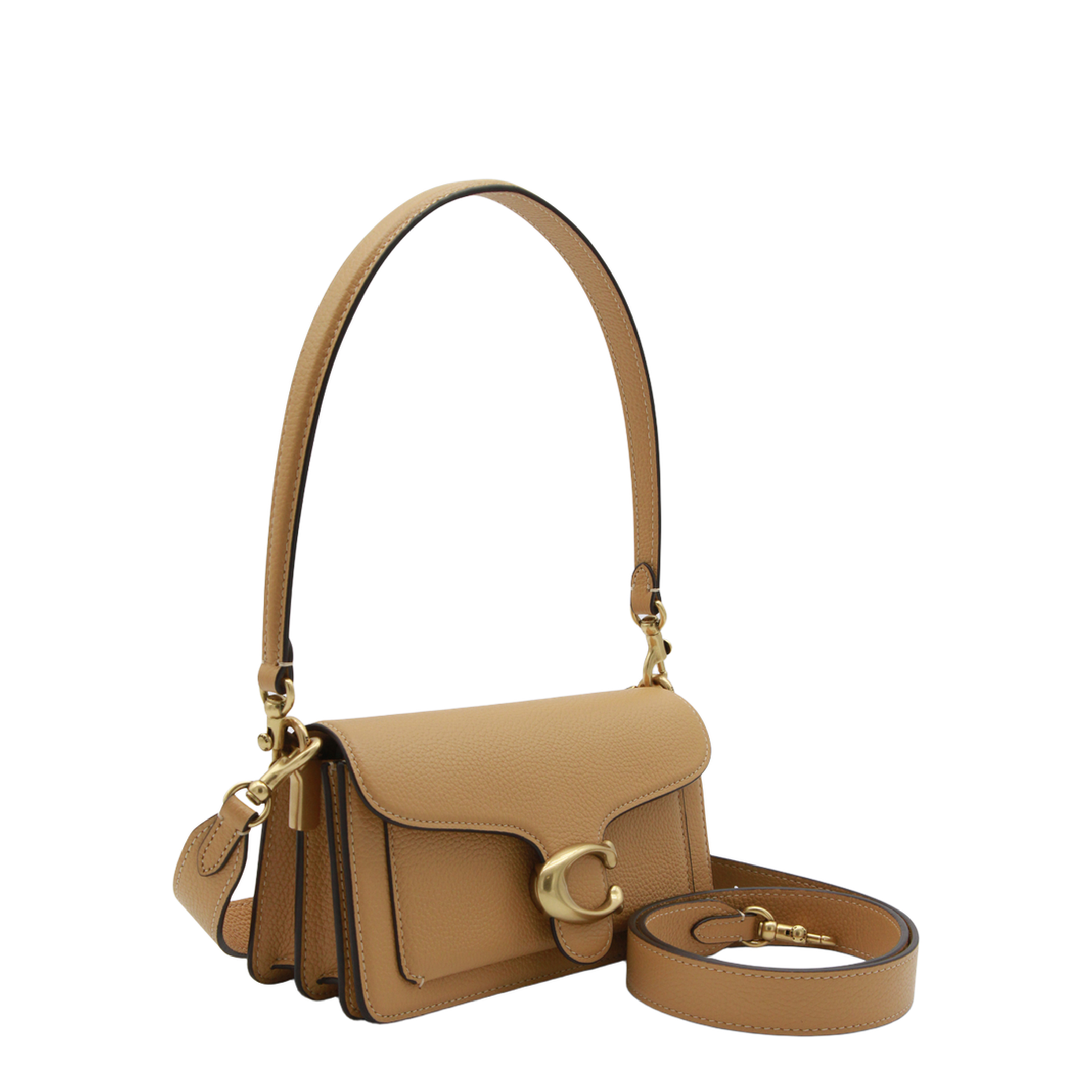 Tabby 20 Polished Pebble Leather Shoulder Bag - Biscuit - Image 4