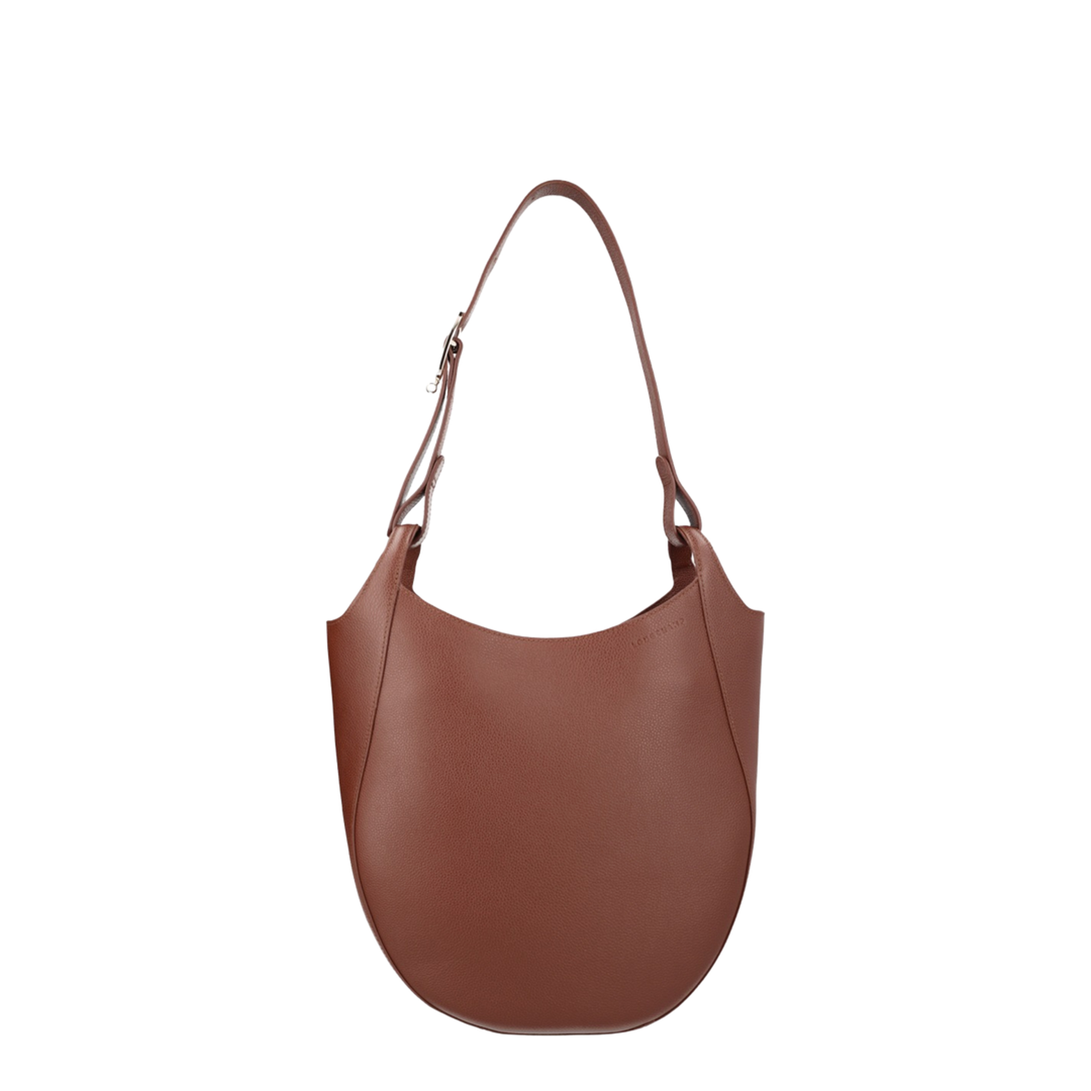 Le Foulonné Large Cowhide Leather Hobo Bag - Coffee - Image 2