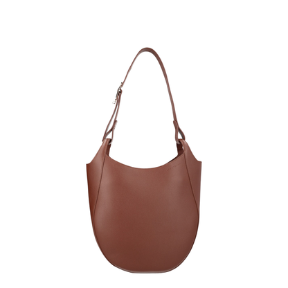 Le Foulonné Large Cowhide Leather Hobo Bag - Coffee - Image 2