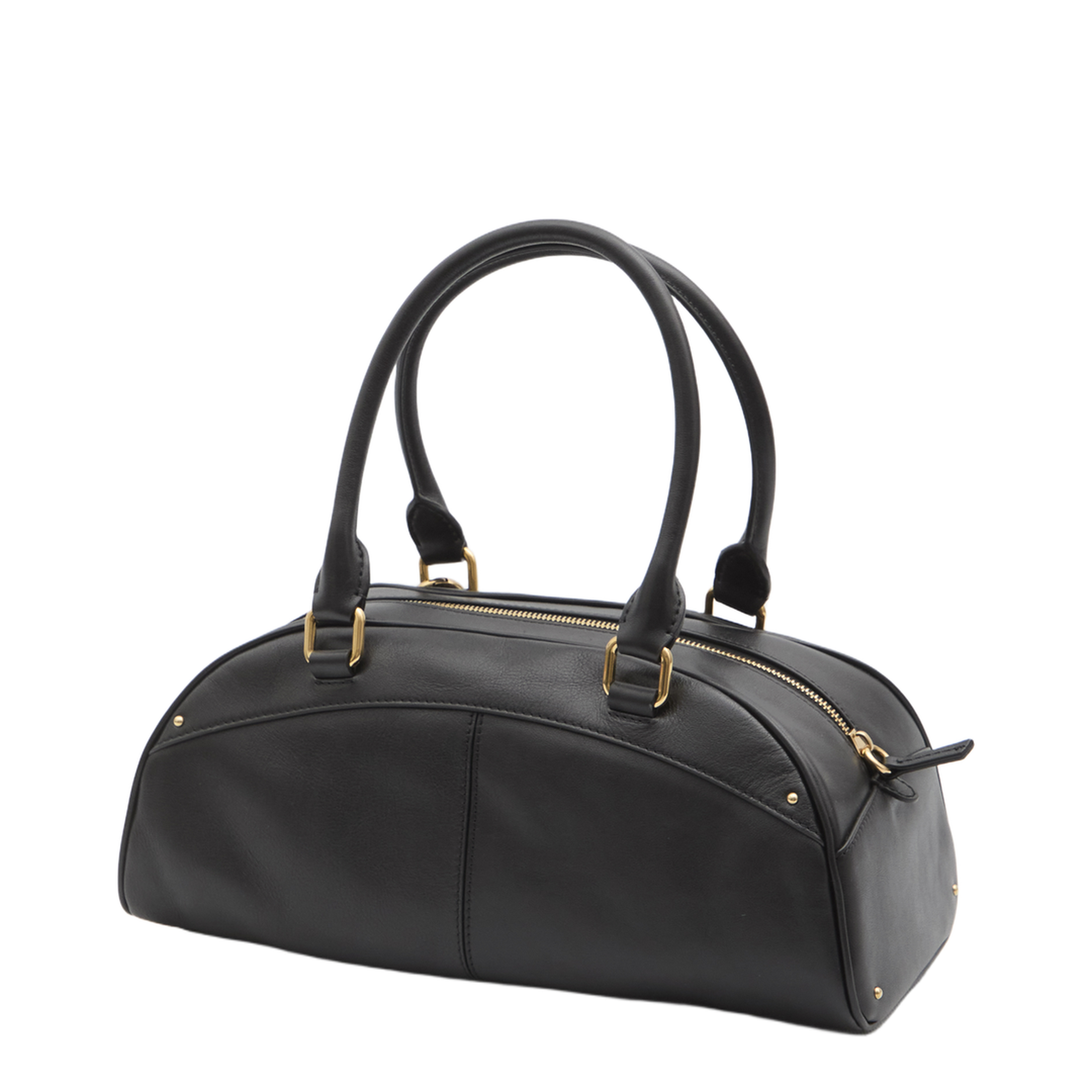 Bowling Bag in Soft Leather Black - Image 2