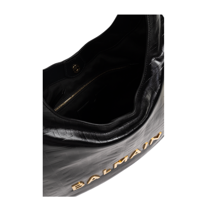 Large Black Calf Leather Bag with Gold Logo - Image 5