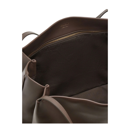 Large Leather Shoulder Bag - Grey - Image 5