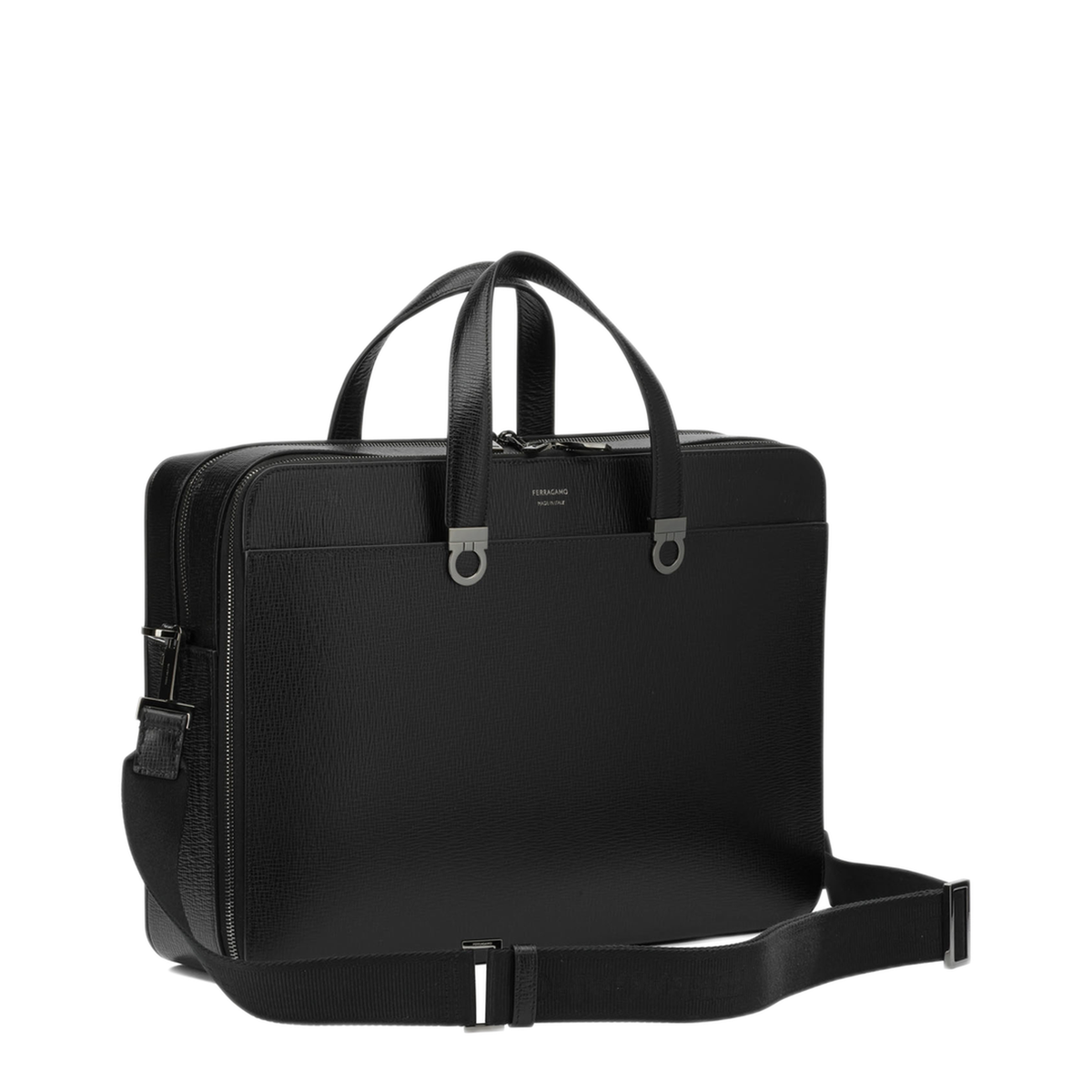 Gancini Calfskin Briefcase - Black - Image 2