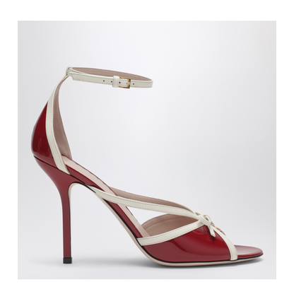Bepointy Sandal Red/Ivory in Patent Leather and Kidskin - Image 1