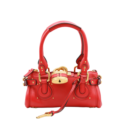 Paddington Small Grained Buffalo Leather Shoulder Bag - Tulip Red - Image 1