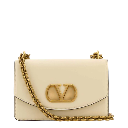 Ivory Leather Vlogo Signature Shoulder Bag - Image 1