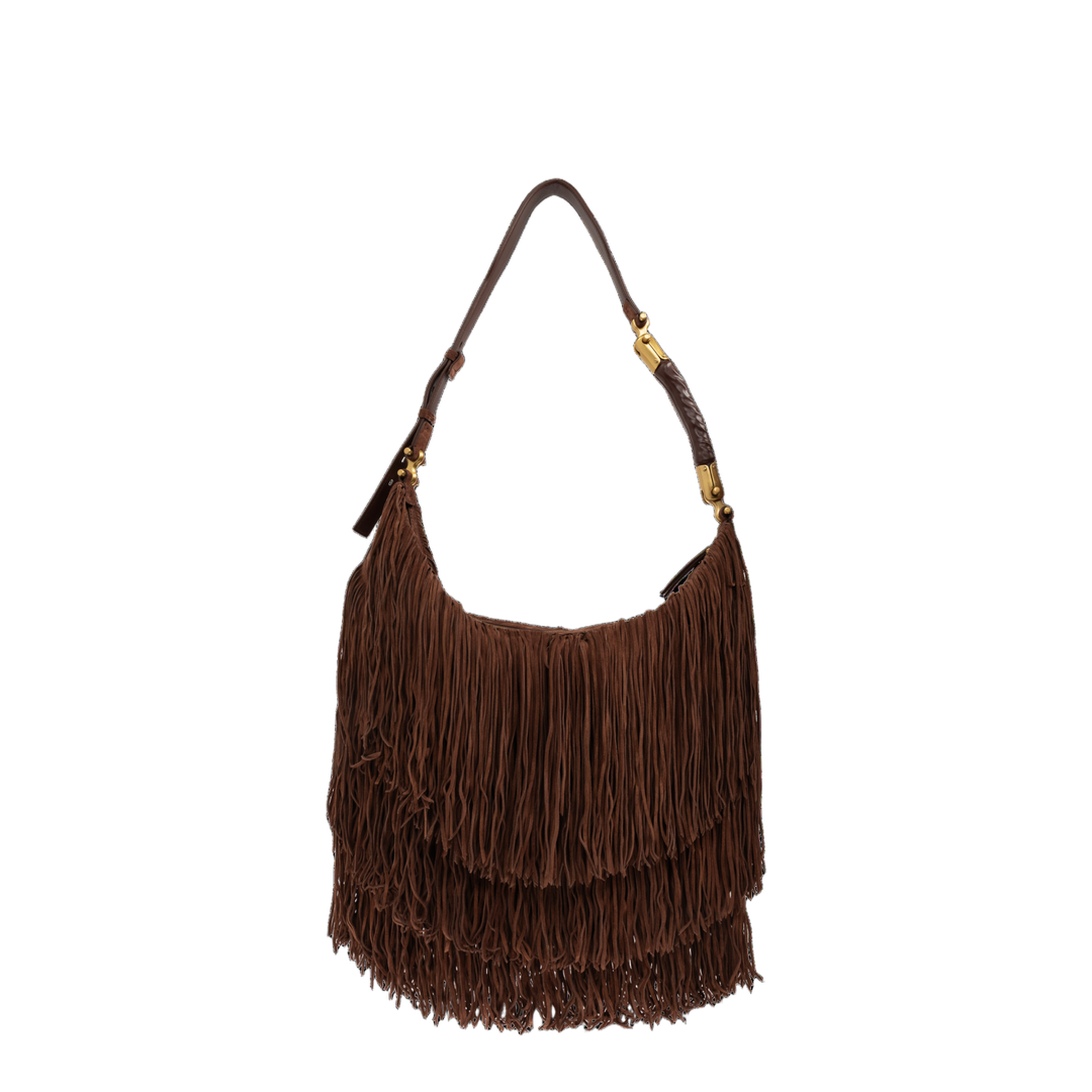 Ébène Large Suede Hobo Bag - Dark Brown - Image 3