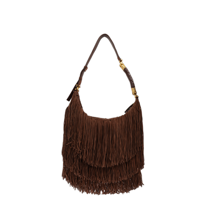 Ébène Large Suede Hobo Bag - Dark Brown - Image 3