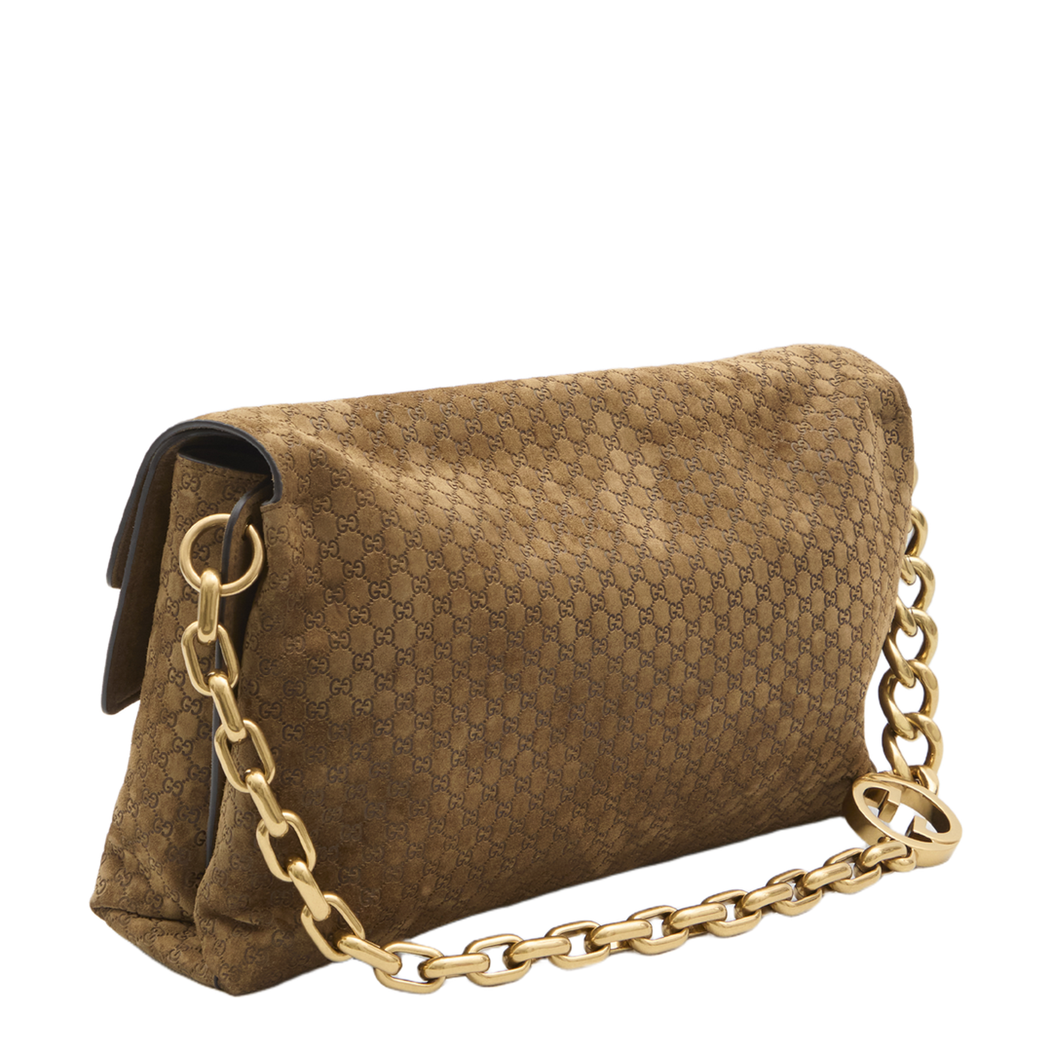 Large Shoulder Bag GG Suede Brown - Image 2