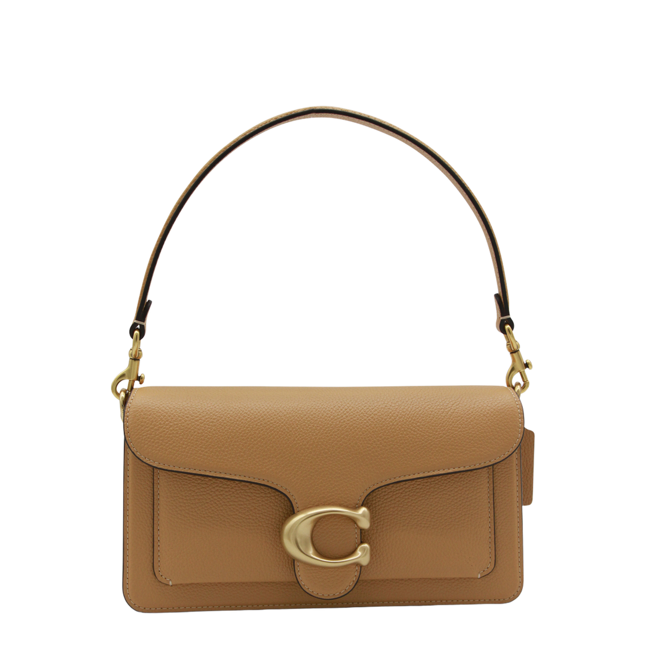 Tabby 26 Polished Pebble Leather Shoulder Bag - Brass/Biscuit - Image 2
