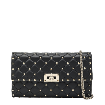 Rockstud Spike Nappa Leather Crossbody Clutch - Nero - Image 1