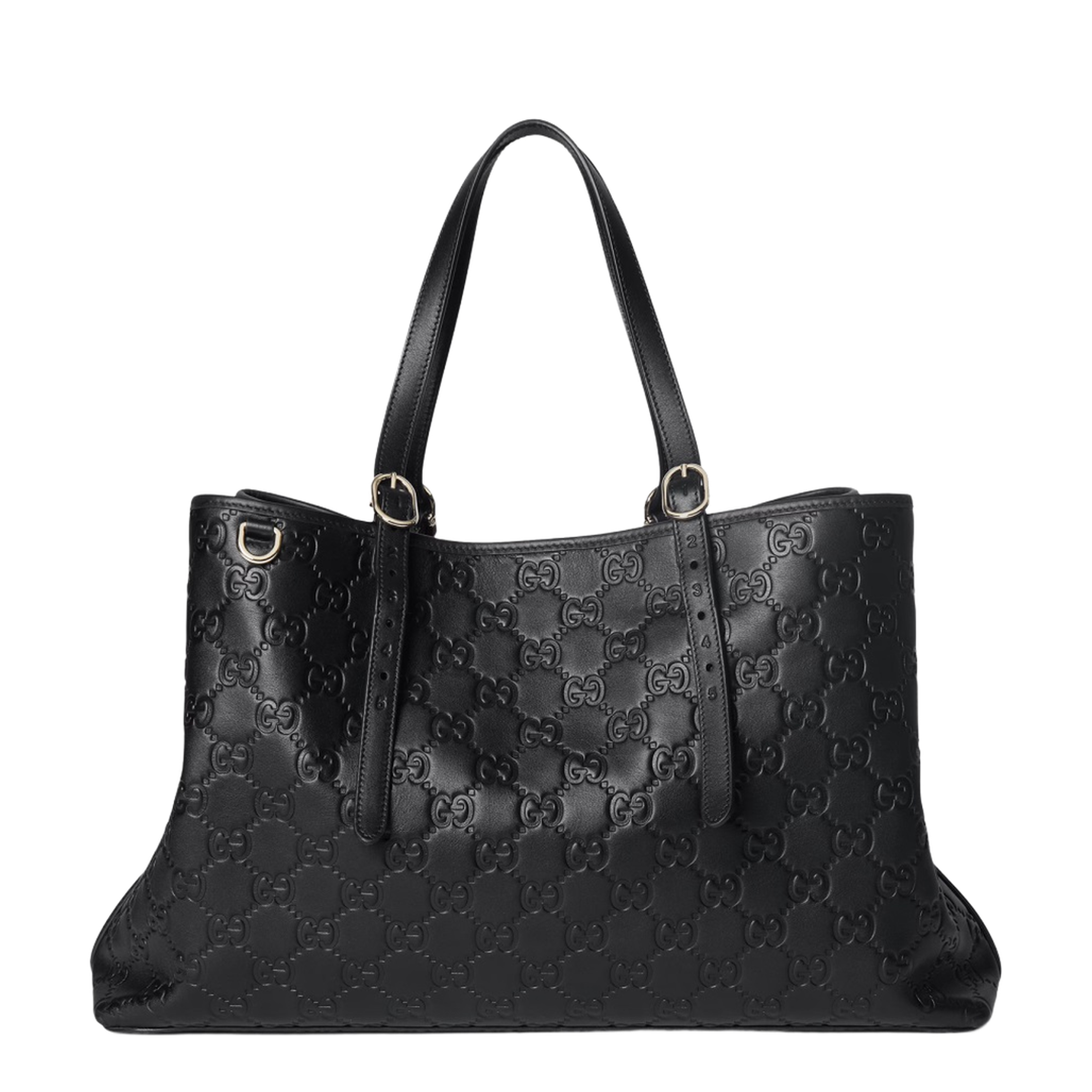 Emblem Large Leather Tote - Black - Image 1