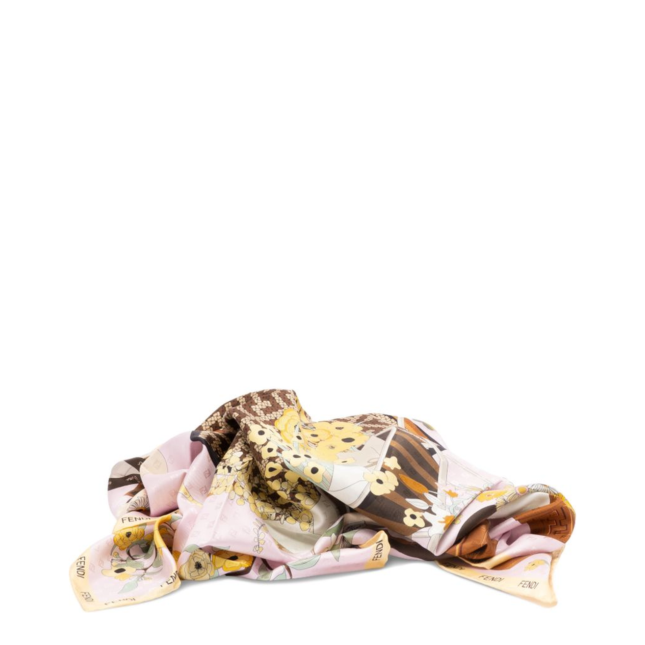 Gardening Pink Multicoloured Silk Foulard - Image 2