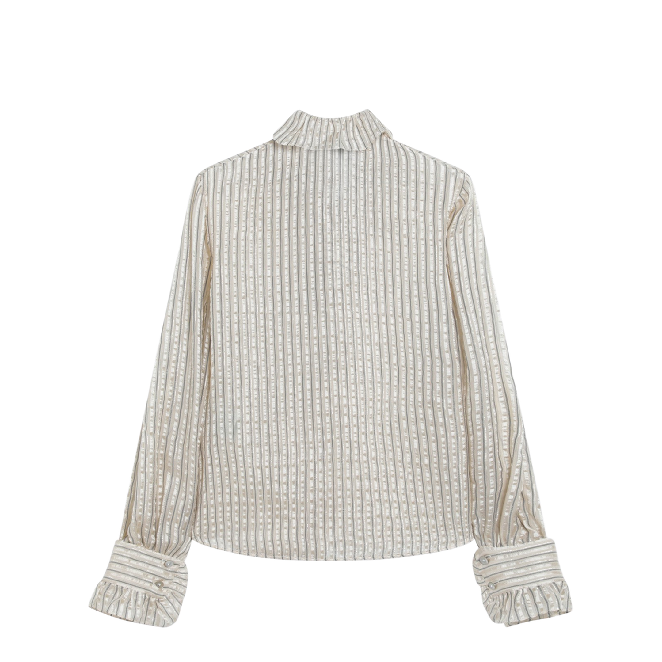 Light Beige Silk-Blend Shirt with Ruffles - Image 2