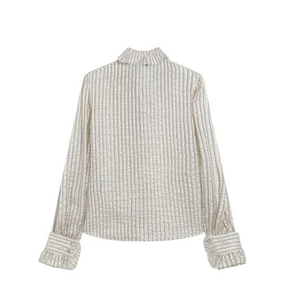 Light Beige Silk-Blend Shirt with Ruffles - Image 2