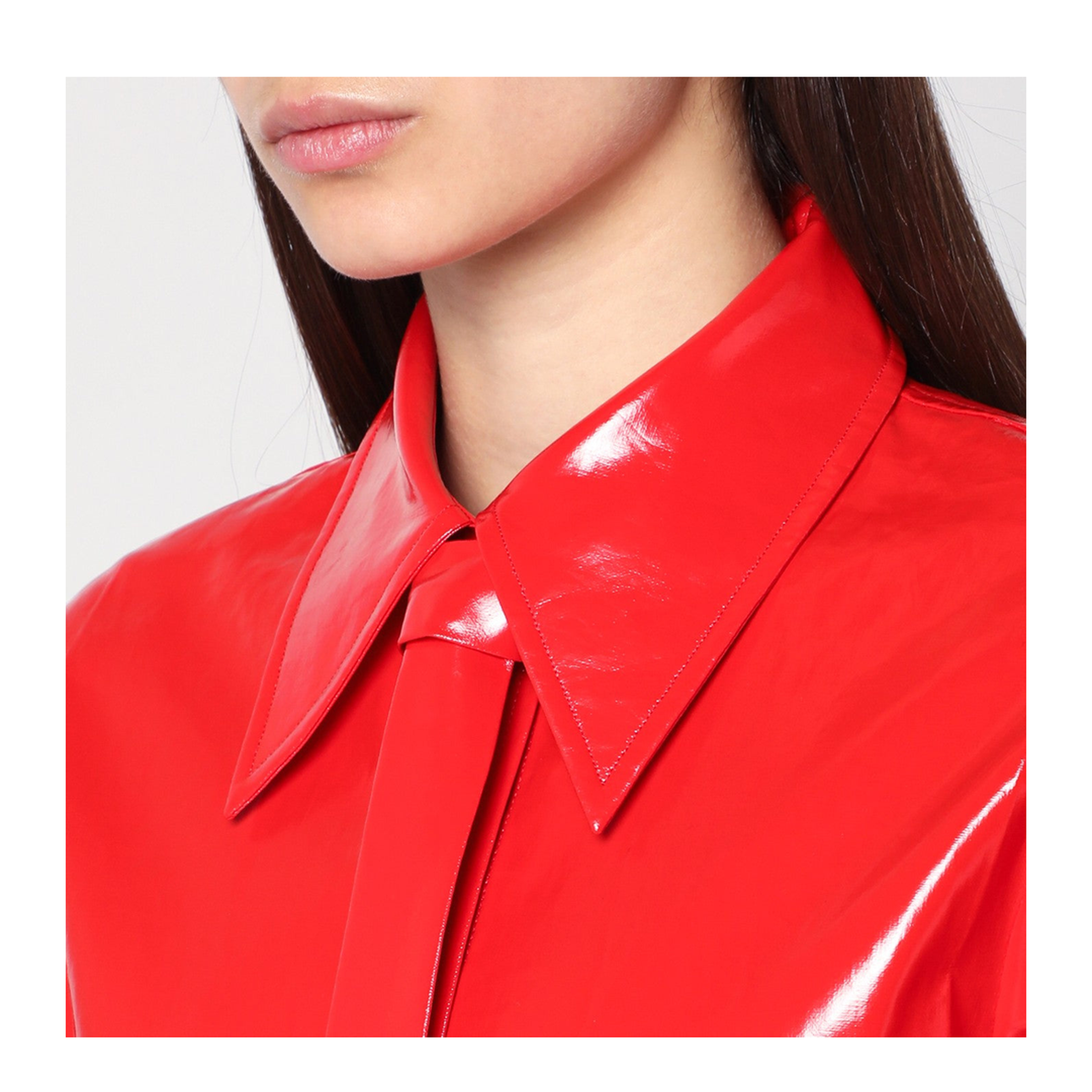 Bright Red Tie-Detail Shirt - Image 2