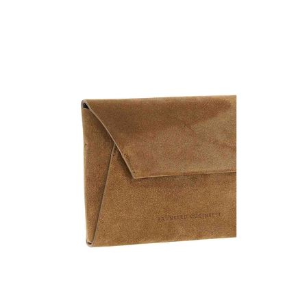 Suede Clutch Bag Brown - Image 3