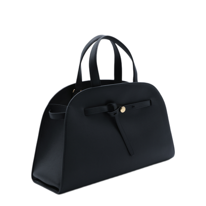 Romy Calf Leather Boston Bag - Black - Image 4