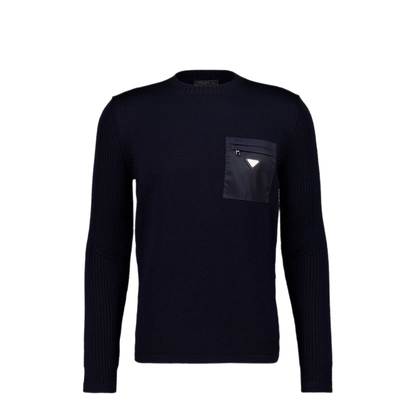 Wool Sweater With Nylon Patch Pocket - Image 1